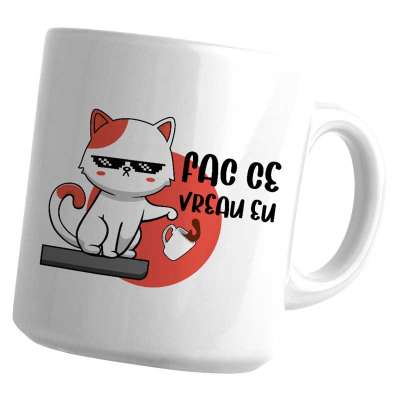 Cana alba personalizata cu text „Fac ce vreau eu”