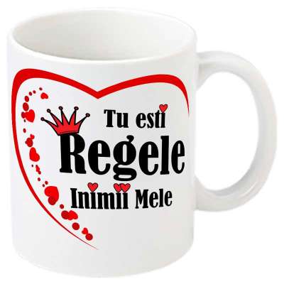 Cana personalizata „Tu esti regele inimii mele” – un cadou care spune tot ce trebuie spus.