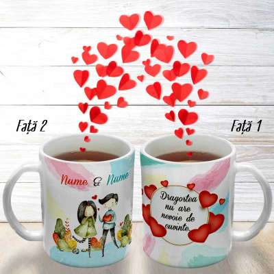 Cana personalizata cu mesaj despre iubire simpla si autentica.